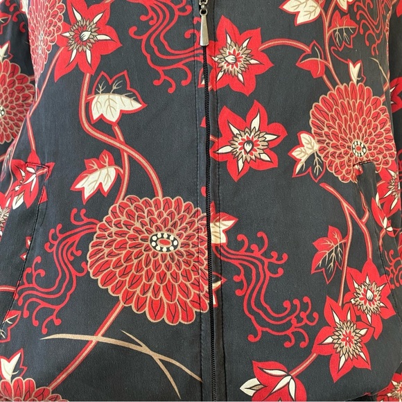 Vintage 90s Notations Silk Floral Zip Up Jacket Size M - Picture 3 of 7
